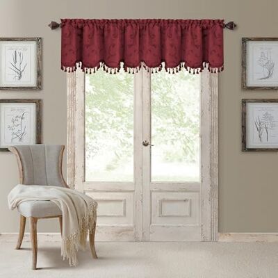 Elrene Home Fashions Valance de Damask con Borlas - Cenefa Elrene Home Fashions Valance de Damask con Borlas - Cenefa
