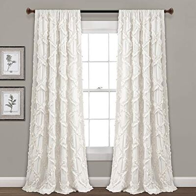 Lush Decor Paneles de Ventana Texturizados en Diamante Blanco - Cortinas Lush Decor Paneles de Ventana Texturizados en Diamante Blanco - Cortinas