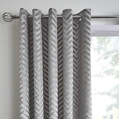 Caprice Home Faye Cortinas Plateadas con Patrón de Espiga Geométrica - Cortinas Caprice Home Faye Cortinas Plateadas con Patrón de Espiga Geométrica - Cortinas