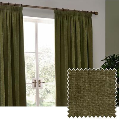 Cortinas de terciopelo de chenilla de lujo listas en oliva - Cortinas Cortinas de terciopelo de chenilla de lujo listas en oliva - Cortinas