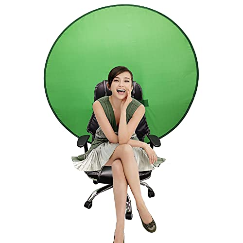 SEMAXY Fondo de pantalla verde portátil plegable de doble cara verde y azul para estudio fotográfico y video, pantalla verde Chroma Key para fijación de silla, 142 cm
