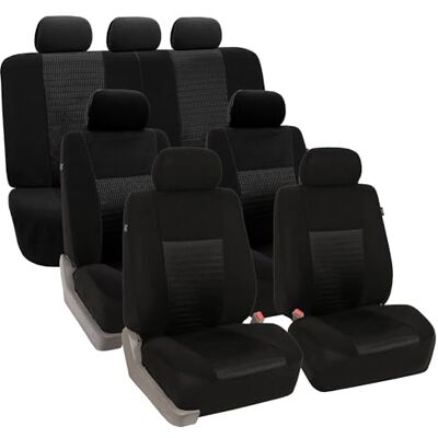FH GROUP FH-FB060217 Fundas de Asiento de Coche de Tres Filas con 7 reposacabezas, Compatible con Bolsa de Aire y Banco Dividido, Color Negro sólido, se Adapta a la mayoría de Coches, Camiones, SUV FH GROUP FH-FB060217 Fundas de Asiento de Coche de Tres Filas con 7 reposacabezas, Compatible con Bolsa de Aire y Banco Dividido, Color Negro sólido, se Adapta a la mayoría de Coches, Camiones, SUV