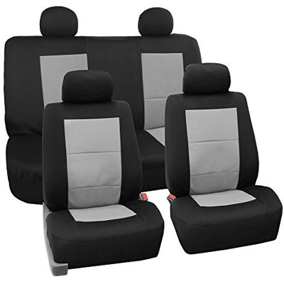 FH GROUP Juego completo de fundas de neopreno para asientos de coche, impermeables, de ajuste universal, fundas de asiento delantero de respaldo bajo, funda de asiento trasero sólido, funda de asiento FH GROUP Juego completo de fundas de neopreno para asientos de coche, impermeables, de ajuste universal, fundas de asiento delantero de respaldo bajo, funda de asiento trasero sólido, funda de asiento
