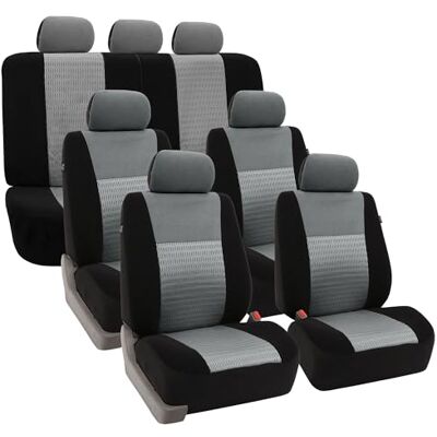 FH GROUP FH-FB060217 Fundas de Asiento de Coche de Tres Filas con 7 reposacabezas, Compatible con Bolsa de Aire y Banco Dividido, Color Gris/Negro, se Adapta a la mayoría de Coches, Camiones, SUV o FH GROUP FH-FB060217 Fundas de Asiento de Coche de Tres Filas con 7 reposacabezas, Compatible con Bolsa de Aire y Banco Dividido, Color Gris/Negro, se Adapta a la mayoría de Coches, Camiones, SUV o