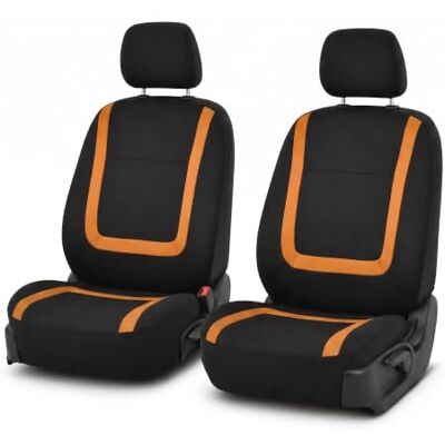 FH GROUP Juego de Fundas de Asiento Delantero de automóvil, de Tela, para Asientos de Respaldo bajo con reposacabezas extraíbles, Ajuste Universal, Lavables, para SUV, sedán y camioneta, Naranja FH GROUP Juego de Fundas de Asiento Delantero de automóvil, de Tela, para Asientos de Respaldo bajo con reposacabezas extraíbles, Ajuste Universal, Lavables, para SUV, sedán y camioneta, Naranja