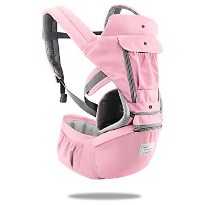 SONARIN 3 en 1 Multifuncional Hipseat Baby Carrier, Portador de bebé,Anverso y Reverso,100% Algodón,Ergonómica, Tamaño Libre(Rosado) SONARIN 3 en 1 Multifuncional Hipseat Baby Carrier, Portador de bebé,Anverso y Reverso,100% Algodón,Ergonómica, Tamaño Libre(Rosado)