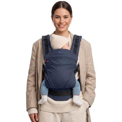 manduca Portabebés XT, asiento ajustable, apto desde el nacimiento, fabricado en algodón orgánico con 3 posiciones de transporte, melange blue manduca Portabebés XT, asiento ajustable, apto desde el nacimiento, fabricado en algodón orgánico con 3 posiciones de transporte, melange blue