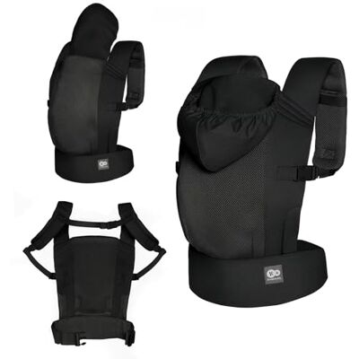 Kinderkraft portabebés ergonómico CARRYBEE desde los 3 meses hasta 20 kg, 2 posiciones de porteo: delante y a la espalda, ajuste regulable, capucha fija, ligero, Negro Kinderkraft portabebés ergonómico CARRYBEE desde los 3 meses hasta 20 kg, 2 posiciones de porteo: delante y a la espalda, ajuste regulable, capucha fija, ligero, Negro