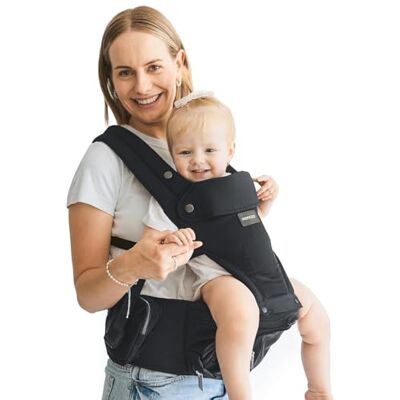 momcozy Mochila Portabebés 2 en 1, Asiento de Cadera, 6 Posiciones, 20 kg momcozy Mochila Portabebés 2 en 1, Asiento de Cadera, 6 Posiciones, 20 kg