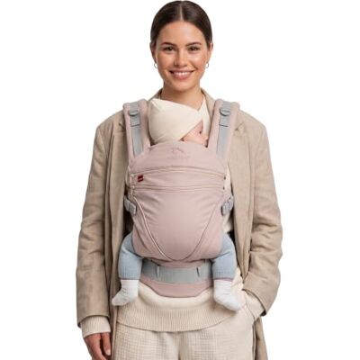 manduca Portabebés XT, asiento ajustable, apto desde el nacimiento, fabricado en algodón orgánico con 3 posiciones de transporte, Happy Blush manduca Portabebés XT, asiento ajustable, apto desde el nacimiento, fabricado en algodón orgánico con 3 posiciones de transporte, Happy Blush