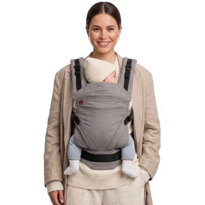 manduca Portabebés XT, asiento ajustable, apto desde el nacimiento, fabricado en algodón orgánico con 3 posiciones de transporte, melange grey manduca Portabebés XT, asiento ajustable, apto desde el nacimiento, fabricado en algodón orgánico con 3 posiciones de transporte, melange grey