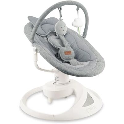 Momi Babywippe PEARL für Babys bis 9 kg, 360° drehbar, LED-Panel, Bluetooth, Fernbedienung, Batterie/Netzbetrieb, USB-Netzteil, 5-Punkt-Gurt, Spielbogen mit Spielzeug Momi Babywippe PEARL für Babys bis 9 kg, 360° drehbar, LED-Panel, Bluetooth, Fernbedienung, Batterie/Netzbetrieb, USB-Netzteil, 5-Punkt-Gurt, Spielbogen mit Spielzeug