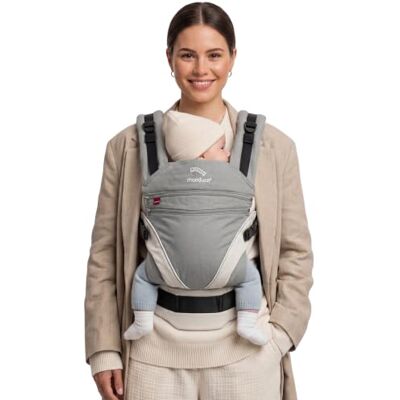 manduca Portabebés XT: portabebés todo en uno para recién nacidos a partir de 3,5 kg y niños pequeños de hasta 20 kg, portabebés ergonómico con puente ajustable, talla única, gris-blanco manduca Portabebés XT: portabebés todo en uno para recién nacidos a partir de 3,5 kg y niños pequeños de hasta 20 kg, portabebés ergonómico con puente ajustable, talla única, gris-blanco