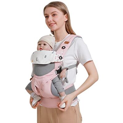 SONARIN 3 en 1 Mochila Portabebés Transpirable,Portabebés Ligero Multifunción Portador de Bebé Ergonómica para Recién Nacidos y Niños Pequeños 3-48 Meses,Todas las Posiciones(Rosa) SONARIN 3 en 1 Mochila Portabebés Transpirable,Portabebés Ligero Multifunción Portador de Bebé Ergonómica para Recién Nacidos y Niños Pequeños 3-48 Meses,Todas las Posiciones(Rosa)