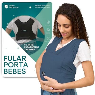 KOALA BABYCARE Fular Portabebés elastico fácil de usar y colocar, unisex ajustable, mochila multiusos apropiada hasta 9 kg KOALA BABYCARE Fular Portabebés elastico fácil de usar y colocar, unisex ajustable, mochila multiusos apropiada hasta 9 kg