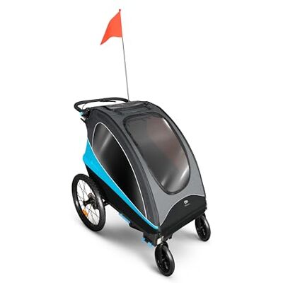 Kinderkraft NAVA 3 in 1, Rimorchio per bambini, Passeggino, Jogger, Carrozzina, Rimorchio per bicicletta, per uno o due bambini, 2x22 kg, Parapioggia, Protezione dagli insetti, Azul Kinderkraft NAVA 3 in 1, Rimorchio per bambini, Passeggino, Jogger, Carrozzina, Rimorchio per bicicletta, per uno o due bambini, 2x22 kg, Parapioggia, Protezione dagli insetti, Azul