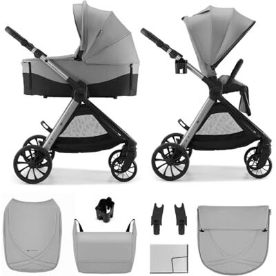 Kinderkraft VESTO 2 Cochecito Bebé 2 en 1 con Capazo y Silla de Paseo, Asiento Reversible, Plegado Self-Standing, Suspensión en las 4 Ruedas, Travel System, hasta 22 kg, Gris Kinderkraft VESTO 2 Cochecito Bebé 2 en 1 con Capazo y Silla de Paseo, Asiento Reversible, Plegado Self-Standing, Suspensión en las 4 Ruedas, Travel System, hasta 22 kg, Gris