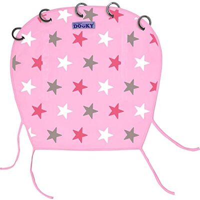 Dooky The Original Parasol De Algodón 100%, Universal, Para Carrito Y Cochecito, Fácil De Montar Con Anillas, Transpirable, Ajustable Con Velcros, Rosa (Pink/Pink Stars) Dooky The Original Parasol De Algodón 100%, Universal, Para Carrito Y Cochecito, Fácil De Montar Con Anillas, Transpirable, Ajustable Con Velcros, Rosa (Pink/Pink Stars)