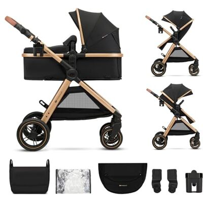 Kinderkraft ESME carrito bebé 2 en 1 hasta 25 kg, capazo y silla de paseo, travel system con adaptadores, ruedas grandes TPE antipinchazos, plegado compacto, accesorios incluidos, Negro Kinderkraft ESME carrito bebé 2 en 1 hasta 25 kg, capazo y silla de paseo, travel system con adaptadores, ruedas grandes TPE antipinchazos, plegado compacto, accesorios incluidos, Negro