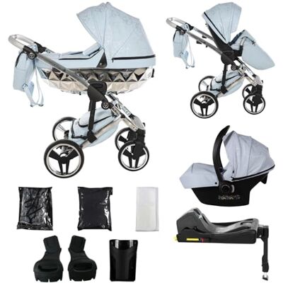 JUNAMA Cochecito Diamond 2en1 3en1 4en1 (08 azul y plata, 4en1 con base ISOFIX) JUNAMA Cochecito Diamond 2en1 3en1 4en1 (08 azul y plata, 4en1 con base ISOFIX)