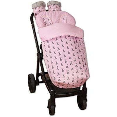 Babyline Tepee Saco de silla con manoplas, unisex, color rosa Babyline Tepee Saco de silla con manoplas, unisex, color rosa