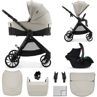 Kinderkraft VESTO 2 Carrito Bebé 3 en 1 hasta 22 kg, Capazo + Silla Paseo + Portabebés MINK PRO 2, Asiento Reversible, Travel System, Beige Kinderkraft VESTO 2 Carrito Bebé 3 en 1 hasta 22 kg, Capazo + Silla Paseo + Portabebés MINK PRO 2, Asiento Reversible, Travel System, Beige