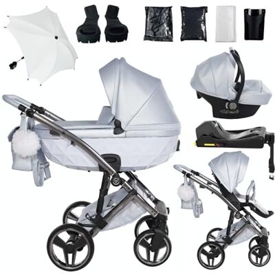 JUNAMA Candy Premium Azul y Plateado Cochecito de Bebé 2 en 1, 3 en 1, 4 en 1 + Sombrilla para Carrito (4 en 1 con base ISOFIX) JUNAMA Candy Premium Azul y Plateado Cochecito de Bebé 2 en 1, 3 en 1, 4 en 1 + Sombrilla para Carrito (4 en 1 con base ISOFIX)
