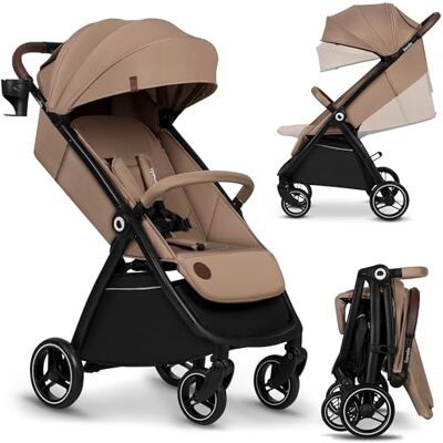 lionelo Ingrid Cochecito ligero y compacto de 6 meses a 22 kg, cochecito plegable automático con asiento reclinable, suspensión completa, ruedas giratorias de EVA de 360°, toldo XXL, cochecito de lionelo Ingrid Cochecito ligero y compacto de 6 meses a 22 kg, cochecito plegable automático con asiento reclinable, suspensión completa, ruedas giratorias de EVA de 360°, toldo XXL, cochecito de