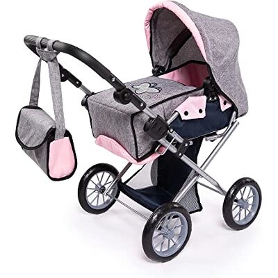 Bayer Design Cochecito de Muñecas City Star, Plegable, Ajustable jeans-gris, rosa, mariposa Bayer Design Cochecito de Muñecas City Star, Plegable, Ajustable jeans-gris, rosa, mariposa