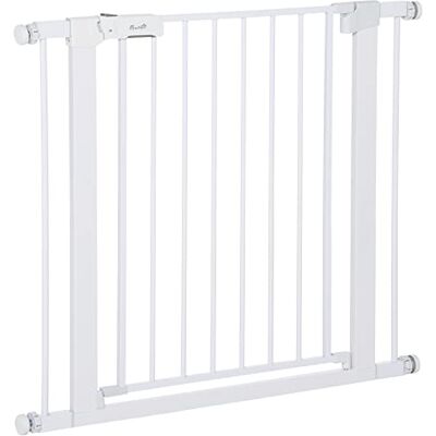 PawHut Barrera de Seguridad de Perros Extensible 76-97 cm Blanco Para Escaleras y Puertas, Valla con 2 Extensiones de 7 cm, Cierre Automático, Marco Metálico, Altura 76 cm PawHut Barrera de Seguridad de Perros Extensible 76-97 cm Blanco Para Escaleras y Puertas, Valla con 2 Extensiones de 7 cm, Cierre Automático, Marco Metálico, Altura 76 cm