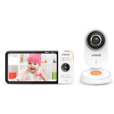 VTech VM818 HD Monitor de bebé Vigilabebés con cámara Gran Angular Vídeo HD, Sonido Claro, Pantalla LCD a Color de 5" y función de visión Nocturna, con función de intercomunicación, Canciones de VTech VM818 HD Monitor de bebé Vigilabebés con cámara Gran Angular Vídeo HD, Sonido Claro, Pantalla LCD a Color de 5" y función de visión Nocturna, con función de intercomunicación, Canciones de