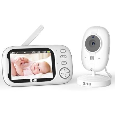 GHB Camara Vigilancia Bebe Vigilabebes con Camara con Pantalla de 3.5" 720P Batería de 2000mAh Visión Nocturna Comunicación Bidireccional VOX Escucha Bebes GHB Camara Vigilancia Bebe Vigilabebes con Camara con Pantalla de 3.5" 720P Batería de 2000mAh Visión Nocturna Comunicación Bidireccional VOX Escucha Bebes