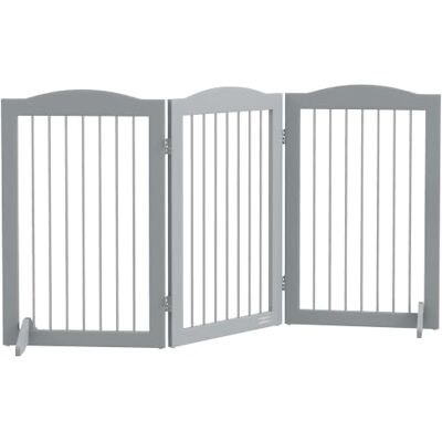 PawHut Barrera de Seguridad para Perros, Valla Plegable 154x30x80 cm Gris para Escaleras y Puertas, Perros Pequeños y Medianos, 3 Paneles, con Soporte de Pie, para Interiores PawHut Barrera de Seguridad para Perros, Valla Plegable 154x30x80 cm Gris para Escaleras y Puertas, Perros Pequeños y Medianos, 3 Paneles, con Soporte de Pie, para Interiores