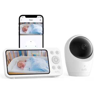 eufy Security eufy vigilabebés con cámara E20, control por aplicación y fuera de línea, 2K HD, visión nocturna ultraclara, función de inclinación giratoria, zoom 4x, cámara móvil con batería integrada, ANR, alarmas eufy Security eufy vigilabebés con cámara E20, control por aplicación y fuera de línea, 2K HD, visión nocturna ultraclara, función de inclinación giratoria, zoom 4x, cámara móvil con batería integrada, ANR, alarmas