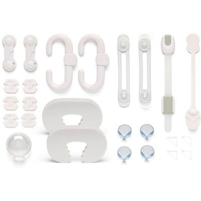 Dooky Set de seguridad para bebés Starter Pack de 25 piezas (topes para puertas, seguros para armarios, protectores para enchufes y seguros para inodoros) Dooky Set de seguridad para bebés Starter Pack de 25 piezas (topes para puertas, seguros para armarios, protectores para enchufes y seguros para inodoros)