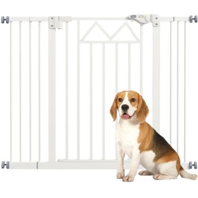 PawHut , Barrera de Seguridad para Perros Extensible 74-100 cm, Blanco para Puertas y Escaleras, Cierre Automático, Doble Bloqueo, Montaje a Presión, 2 Extensiones 7/14 cm PawHut , Barrera de Seguridad para Perros Extensible 74-100 cm, Blanco para Puertas y Escaleras, Cierre Automático, Doble Bloqueo, Montaje a Presión, 2 Extensiones 7/14 cm