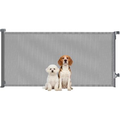 PawHut Barrera de Seguridad para Perros Extensible hasta 180x93 cm Gris Retráctil, para Escaleras y Puertas, Valla para Perros Pequeños y Medianos, Uso con Una Sola Mano PawHut Barrera de Seguridad para Perros Extensible hasta 180x93 cm Gris Retráctil, para Escaleras y Puertas, Valla para Perros Pequeños y Medianos, Uso con Una Sola Mano
