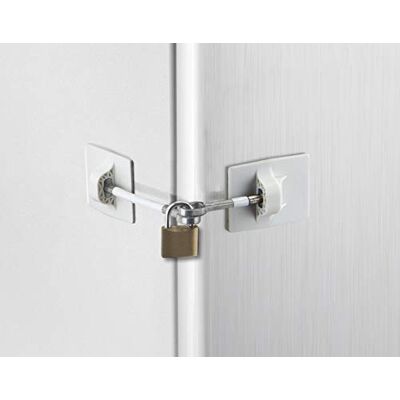 Guardianite Computer Security Products Cerradura Puerta de Frigorífico con Candado – Cerrojo Puerta sin Agujeros, Blanco Guardianite Computer Security Products Cerradura Puerta de Frigorífico con Candado – Cerrojo Puerta sin Agujeros, Blanco