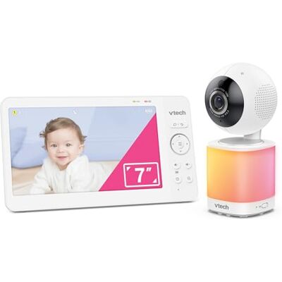 VTech Monitor de Video para bebé con Pantalla LCD a Color de 7 Pulgadas,Vista panorámica 360°,Giro e inclinación con Zoom,Canciones de Cuna y Sonidos relajantes,luz Nocturna Multicolor, VTech Monitor de Video para bebé con Pantalla LCD a Color de 7 Pulgadas,Vista panorámica 360°,Giro e inclinación con Zoom,Canciones de Cuna y Sonidos relajantes,luz Nocturna Multicolor,