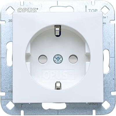 Opus ® 55 enchufes de protección de contacto premium con protección táctil, color blanco polar satinado Opus ® 55 enchufes de protección de contacto premium con protección táctil, color blanco polar satinado
