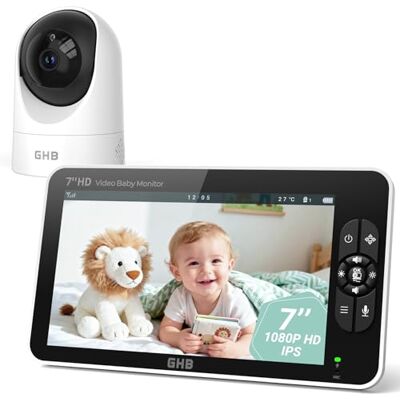 GHB Camara Vigilacia Bebe 7 Pulgadas IPS 1080P Pantalla Duración 168 Horas Vigilabebes con Camara, Batería de 4000mAh Vigilabebes Soporta 2 Cámaras 4×Zoom, Comunicación Bidirecciona Escucha Bebe GHB Camara Vigilacia Bebe 7 Pulgadas IPS 1080P Pantalla Duración 168 Horas Vigilabebes con Camara, Batería de 4000mAh Vigilabebes Soporta 2 Cámaras 4×Zoom, Comunicación Bidirecciona Escucha Bebe