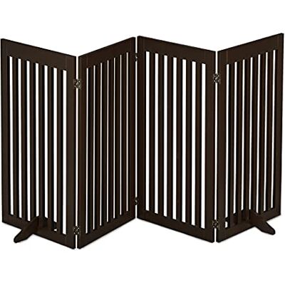 Relaxdays Barrera Seguridad Niños, Valla Protectora Plegable, 92 x 205 cm, Cerca Perros y Mascotas, con Patas, Marrón Relaxdays Barrera Seguridad Niños, Valla Protectora Plegable, 92 x 205 cm, Cerca Perros y Mascotas, con Patas, Marrón