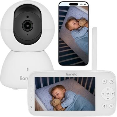 lionelo Babyline 8.4 Camara Vigilancia Bebe, Vigilabebes Full HD con App, Monitor 5", WiFi, Vision Nocturna IR, Deteccion De Movimiento y Llanto, Audio Bidireccional, 300 m, Temperatura lionelo Babyline 8.4 Camara Vigilancia Bebe, Vigilabebes Full HD con App, Monitor 5", WiFi, Vision Nocturna IR, Deteccion De Movimiento y Llanto, Audio Bidireccional, 300 m, Temperatura