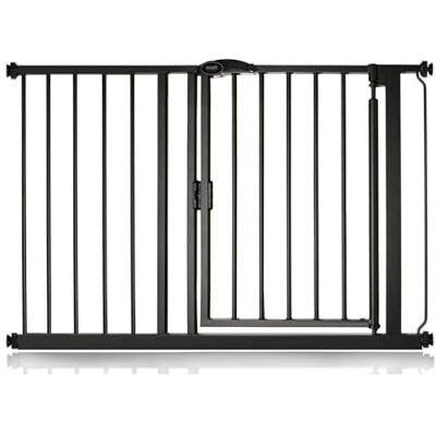 Safetots Puerta de Seguridad Autoajustable con Cierre Automático, 111cm 118cm, Negra Mate, Puerta de Bebé con Cierre Automático, Barrera de Seguridad para Niños Pequeños, Instalación Fácil Safetots Puerta de Seguridad Autoajustable con Cierre Automático, 111cm 118cm, Negra Mate, Puerta de Bebé con Cierre Automático, Barrera de Seguridad para Niños Pequeños, Instalación Fácil