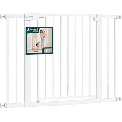 VOUNOT ® Barrera de Seguridad Extensible 103-110cm Puerta Seguridad Escalera Pasillo para Perros Mascotas Valla Metálica a Presión sin Taladro Alto 76cm Doble Bloqueo Auto Close Giro Ambos Lados Blanco VOUNOT ® Barrera de Seguridad Extensible 103-110cm Puerta Seguridad Escalera Pasillo para Perros Mascotas Valla Metálica a Presión sin Taladro Alto 76cm Doble Bloqueo Auto Close Giro Ambos Lados Blanco