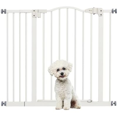 PawHut Barrera de Seguridad para Perros Extensible 74-94 cm Blanco Para Puertas y Escaleras, Barrera para Perros con Extensión 14 cm, Montaje a Presión, Doble Bloqueo PawHut Barrera de Seguridad para Perros Extensible 74-94 cm Blanco Para Puertas y Escaleras, Barrera para Perros con Extensión 14 cm, Montaje a Presión, Doble Bloqueo