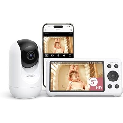 momcozy BM04 Camara Vigilancia Bebe con WiFi y 5" Pantalla, App Compatible Vigilabebes con visión nocturna, detección de llanto y movimiento, zona segura, audio bidireccional,grabación de foto y video momcozy BM04 Camara Vigilancia Bebe con WiFi y 5" Pantalla, App Compatible Vigilabebes con visión nocturna, detección de llanto y movimiento, zona segura, audio bidireccional,grabación de foto y video