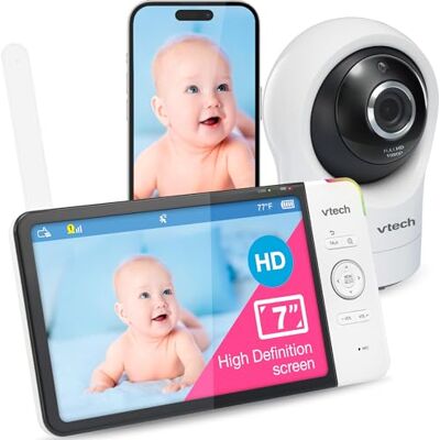 VTech RM7764HD Vigilabebés con Acceso Remoto WiFi 1080p, panorámica e inclinación de 360°, Pantalla HD 720p de 7", visión Nocturna HD, Sonidos relajantes, conversación bidireccional VTech RM7764HD Vigilabebés con Acceso Remoto WiFi 1080p, panorámica e inclinación de 360°, Pantalla HD 720p de 7", visión Nocturna HD, Sonidos relajantes, conversación bidireccional