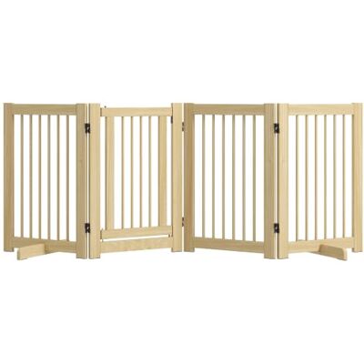 PawHut Barrera de Seguridad Perros de Madera Plegable 204x36x75 cm Natural para Escaleras y Puertas, Valla para Perros Pequeños y Medianos, 4 Paneles, con Soporte de Pie, para Interiores PawHut Barrera de Seguridad Perros de Madera Plegable 204x36x75 cm Natural para Escaleras y Puertas, Valla para Perros Pequeños y Medianos, 4 Paneles, con Soporte de Pie, para Interiores