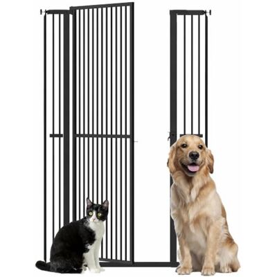 PawHut Barrera de Seguridad para Perros y Gatos Extra Alta 150 cm Negro Barrera para Perros Extensible 77-104 cm, Puertas y Escaleras, Montaje a Presión, 2 Extensiones, Puerta de Paso PawHut Barrera de Seguridad para Perros y Gatos Extra Alta 150 cm Negro Barrera para Perros Extensible 77-104 cm, Puertas y Escaleras, Montaje a Presión, 2 Extensiones, Puerta de Paso